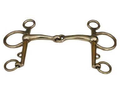 Pelham snodato imboccatura mm 16 pieno in ottone lucidato a specchio - 100126