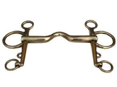 Pelham collo oca imboccatura mm 17 circa ottone lucidato a specchio