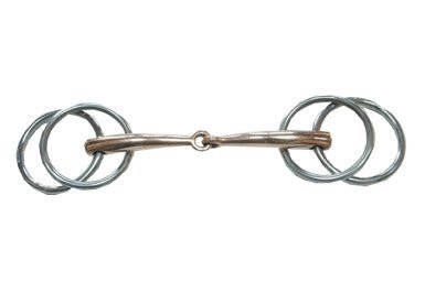 Filetto snodato imboccatura mm 14 pieno rame con 4 anelli nell'imboccatura - 100304