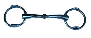 Filetto snodato imboccatura mm 20 vuoto elevatore inox con fori laterali e bloccaggio dell'anello da un lato - 100360