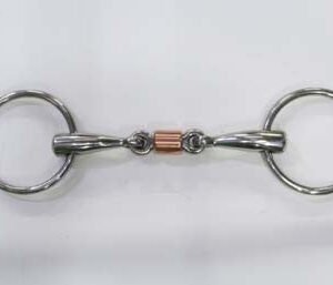 Filetto snodato imboccatura mm 18 con anelli inox e rullo centrale rame - 100374