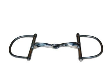 Morso a D snodato imboccatura mm 14 pieno tortiglione inox - 100540