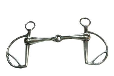 Morso Spagnolo snodato imboccatura mm 16 piena in metallo d'Alpacca o Argentan lucidato a specchio - 100601