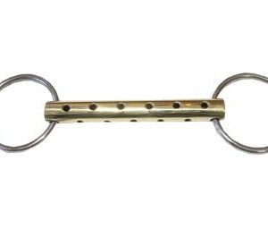 Morso a respiro intero imboccatura mm 21 ottone lucido anelli inox - 100897