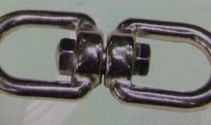 Doppio anello 1/2 tondo girevole con perno centrale acciaio inox - 115101