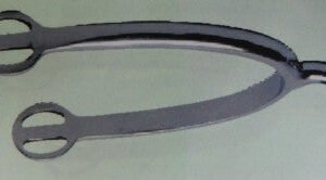 Speroni donna in ottone cromato con rotella, misure del gambo a richiesta.