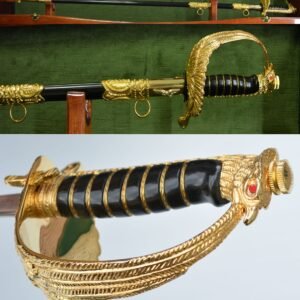 Sciabola Uff. Aviazione dorata fodero in Pvc chiusura a farfalla