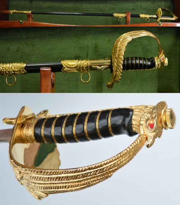 Sciabola Uff. Aviazione dorata fodero in Pvc chiusura a farfalla